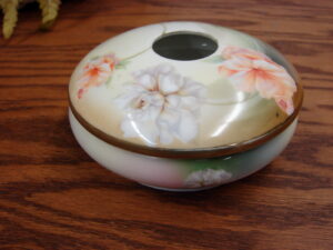 Antique Porcelain Prussia Germany Flowered Hair Receiver