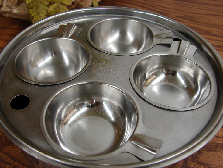 Vintage Copper Clad Revere Ware Egg Poacher 5 Piece Fits 8" Pan