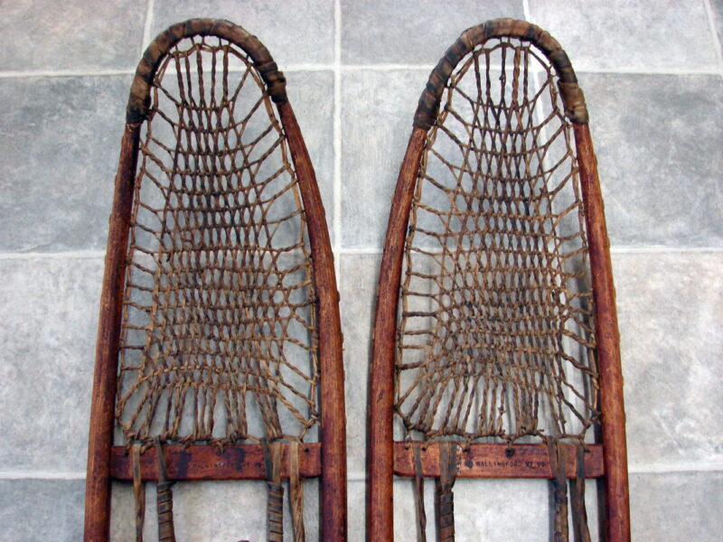 Vintage Ski Lodge Decor AFH Co 1942 Snowshoes WWII 10th Mountain Division Snow Shoe Set, Moose-R-Us.Com Log Cabin Decor