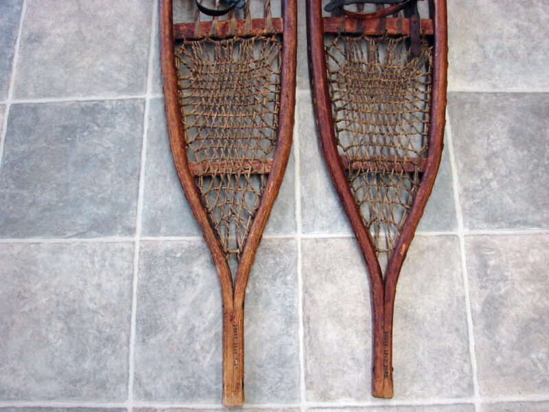 Vintage Ski Lodge Decor AFH Co 1942 Snowshoes WWII 10th Mountain Division Snow Shoe Set, Moose-R-Us.Com Log Cabin Decor