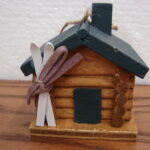 Miniature Detailed Ski Log Cabin Wood Ornament - Image 2