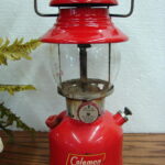 Vintage 1959 Coleman 200A Red Single Mantle Camping Lantern Complete PYREX Globe 05/59
