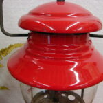 Vintage 1959 Coleman 200A Red Single Mantle Camping Lantern Complete PYREX Globe 05/59 - Image 3