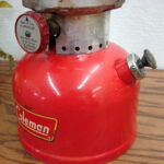Vintage 1959 Coleman 200A Red Single Mantle Camping Lantern Complete PYREX Globe 05/59 - Image 6