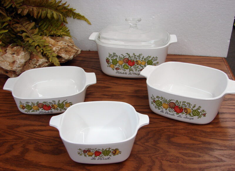 Vintage Retro Corning Ware Spice of Life L&#8217;Echalote La Marjolaine Le Romarin La Sauge, Moose-R-Us.Com Log Cabin Decor