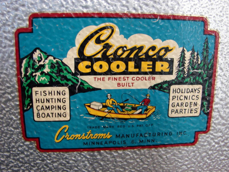 Vintage Retro Mid Century Cronstoms Cronco Aluminum Cooler Ice Chest Awesome, Moose-R-Us.Com Log Cabin Decor