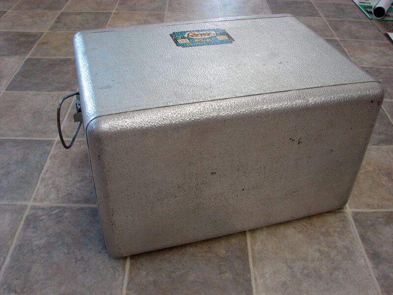 Vintage Retro Mid Century Cronstoms Cronco Aluminum Cooler Ice Chest Awesome, Moose-R-Us.Com Log Cabin Decor