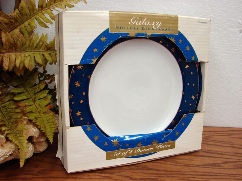 SaKura Galaxy Set Dinner Plate Soup Bowl Cup/Saucers Blue Celestial Star Moon14k Gold NIB, Moose-R-Us.Com Log Cabin Decor