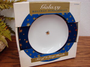 Set/4 Sakura Galaxy Set Soup Cereal Blue Celestial Star Moon14k Gold NIB