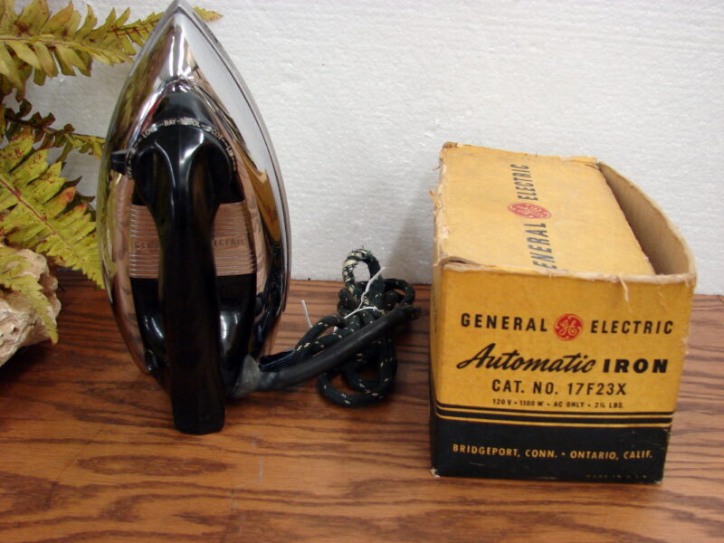 Vintage GE Auto Iron Clothes Ironing Original Box General Electric Model 17F23X, Moose-R-Us.Com Log Cabin Decor
