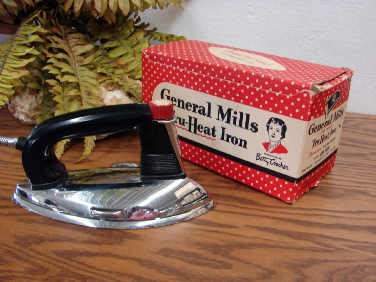 Antique General Mills Vintage Tru-Heat Iron and Steam Attachment Original Boxes, Moose-R-Us.Com Log Cabin Decor