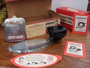 Antique General Mills Vintage Tru-Heat Iron and Steam Attachment Original Boxes