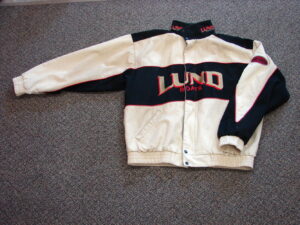 Vintage Lund Boats Embroidered Logo Cotton Lined Jacket Dealer Guide Promotional