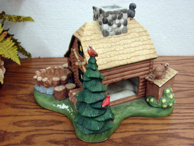 PartyLite Log Cabin Tea Lite Candle Holder Firepit Animals, Moose-R-Us.Com Log Cabin Decor