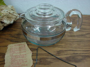 Vintage PYREX Rare Metal Marked Complete 4 Cup Percolator, Moose-R-Us.Com Log Cabin Decor