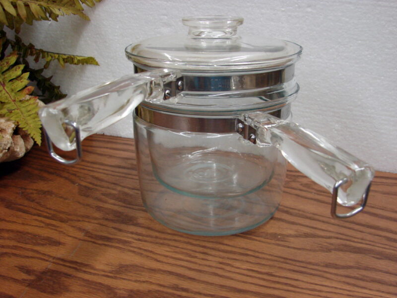 Vintage PYREX Flameware Glass Double Boiler Pot 1.5 Quart Pan, Moose-R-Us.Com Log Cabin Decor
