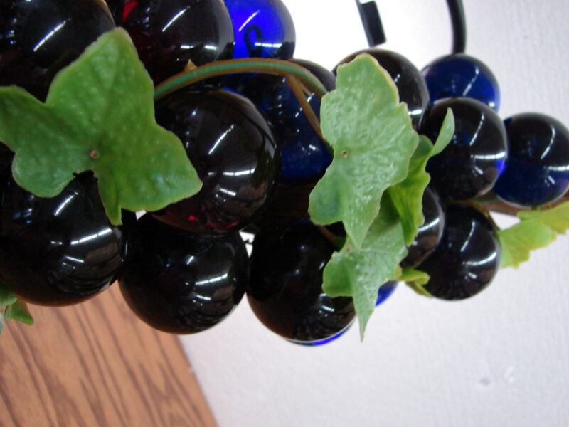 Vintage Lucite Grapes Red Blue Purple Cluster on Wood Branch 14&#8243; Grape Leaves MCM, Moose-R-Us.Com Log Cabin Decor