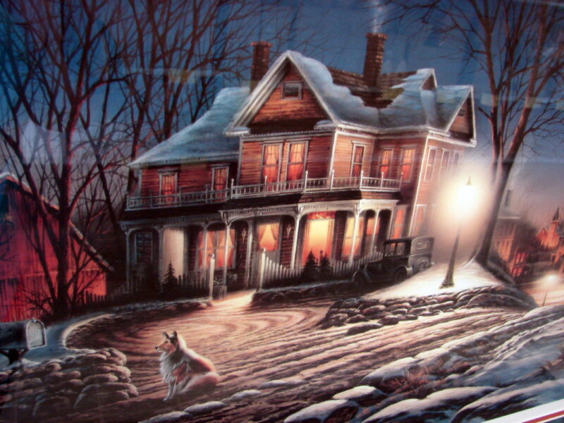 Terry Redlin &#8220;Lights Of Home&#8221; 1987 Framed 8778/9500 COA Artist Signed Framed Matted Picture, Moose-R-Us.Com Log Cabin Decor