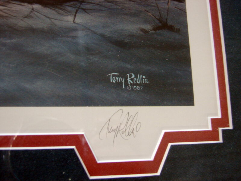 Terry Redlin &#8220;Lights Of Home&#8221; 1987 Framed 8778/9500 COA Artist Signed Framed Matted Picture, Moose-R-Us.Com Log Cabin Decor