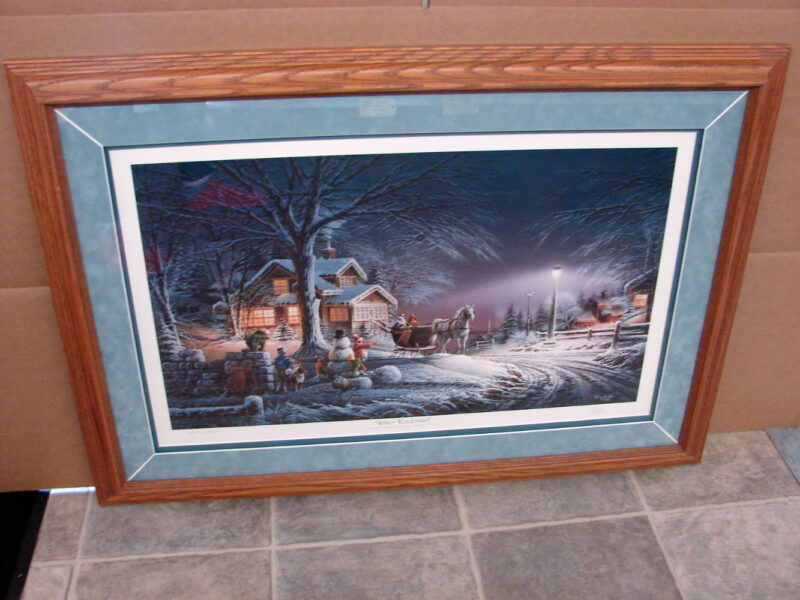 Terry Redlin &#8220;Winter Wonderland&#8221; 1992 Framed 13006/29500 COA Artist Signed Framed Matted Picture, Moose-R-Us.Com Log Cabin Decor