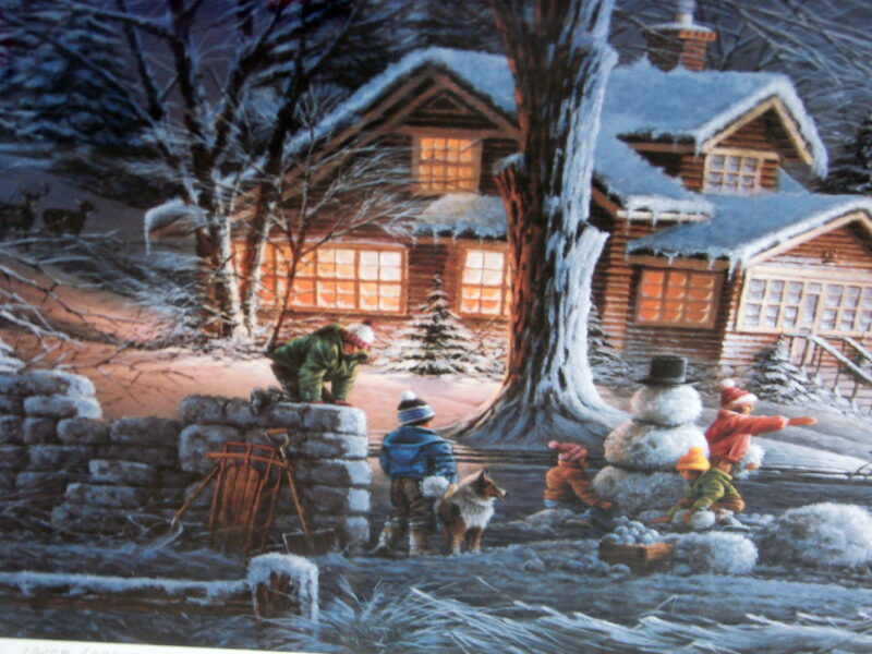 Terry Redlin &#8220;Winter Wonderland&#8221; 1992 Framed 13006/29500 COA Artist Signed Framed Matted Picture, Moose-R-Us.Com Log Cabin Decor