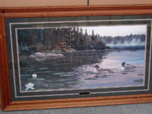 Jeff Renner Oversized Framed Matted Morning Reflections Limited Edition Boundary Waters Loon