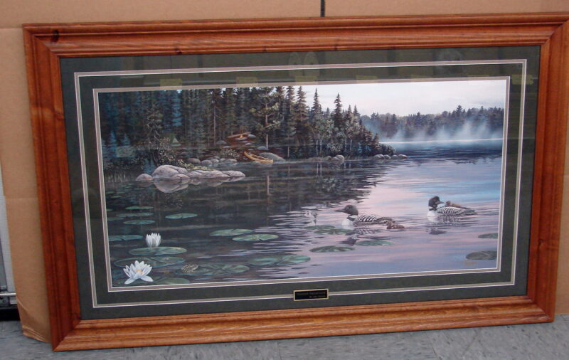 Jeff Renner Oversized Framed Matted Morning Reflections Limited Edition Boundary Waters Loon, Moose-R-Us.Com Log Cabin Decor