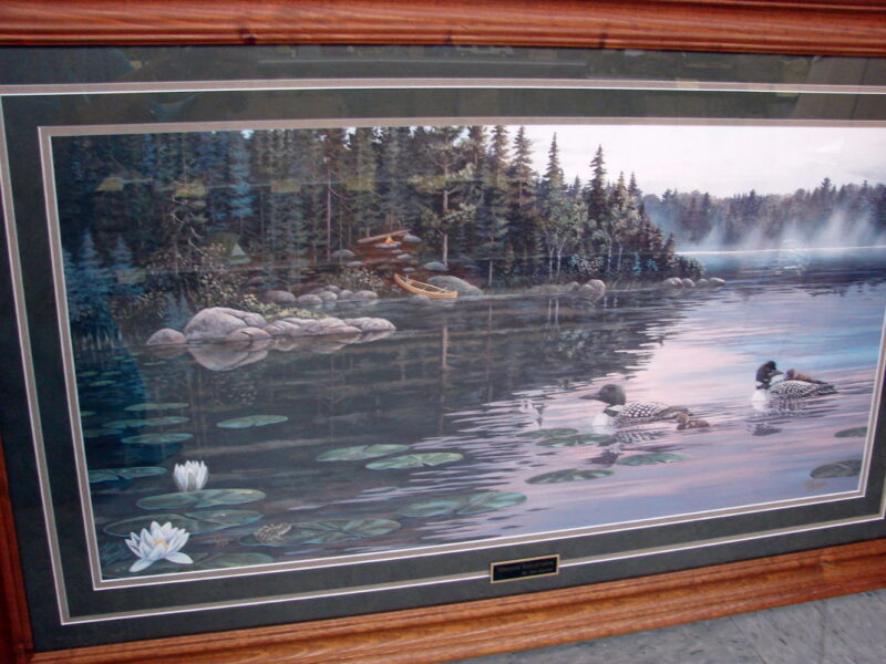 Jeff Renner Oversized Framed Matted Morning Reflections Limited Edition Boundary Waters Loon, Moose-R-Us.Com Log Cabin Decor