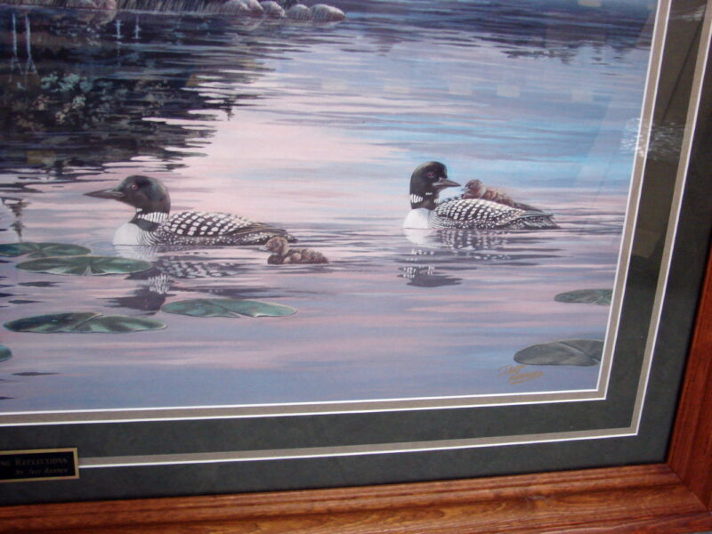 Jeff Renner Oversized Framed Matted Morning Reflections Limited Edition Boundary Waters Loon, Moose-R-Us.Com Log Cabin Decor