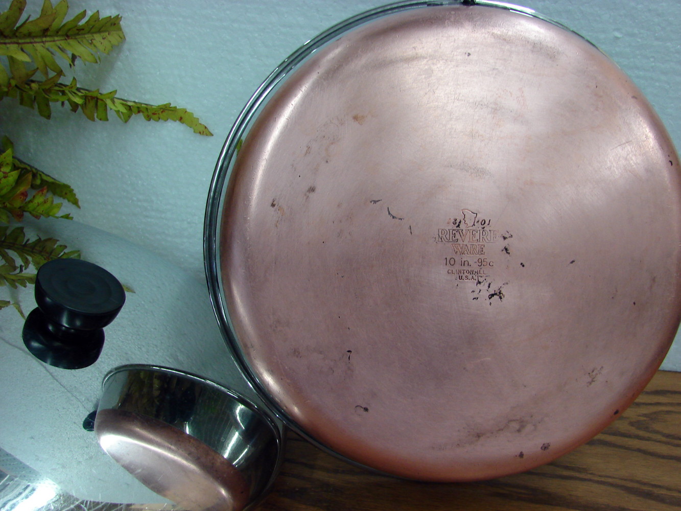 Vintage Copper Bottom Revere Ware 10" Skillet Frying Pan w/ Lid Chicken Fryer - Image 3