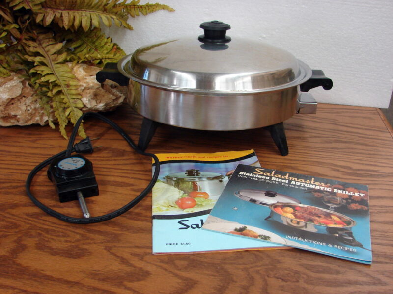 Saladmaster Tri-Clad Stainless Steel Oil Coir Electric Skillet Vintage Cookware, Moose-R-Us.Com Log Cabin Decor