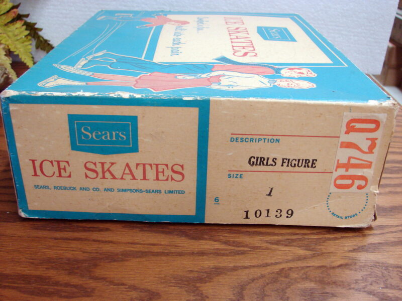 Vintage Girls Womens Sears Figure Ice Skates Original Box Skating Winter Decor, Moose-R-Us.Com Log Cabin Decor