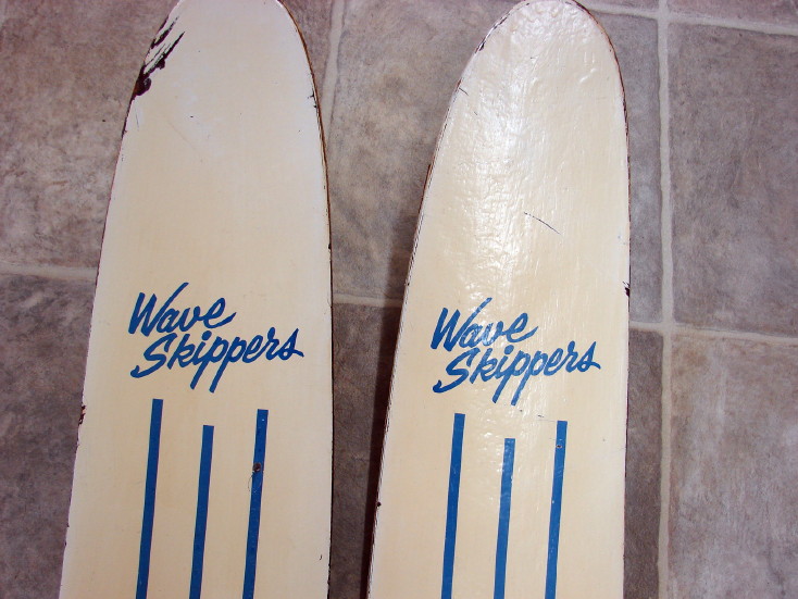 Vintage Waterski Pair White Bear Retro Water Skis Wave Skippers, Moose-R-Us.Com Log Cabin Decor