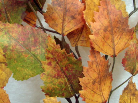 Realistic Full Autumn Fall Birch Leaves Tree Spray Branch Leaf Pick