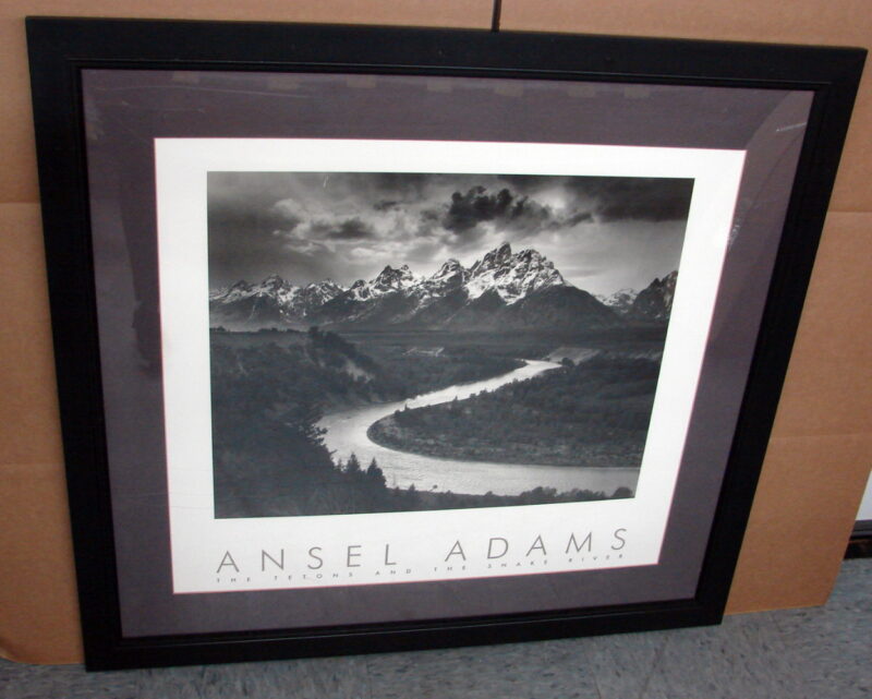 Ansel Adams Tetons Snake River AA Authorized Edition Stamped Framed Matted Black White Print, Moose-R-Us.Com Log Cabin Decor