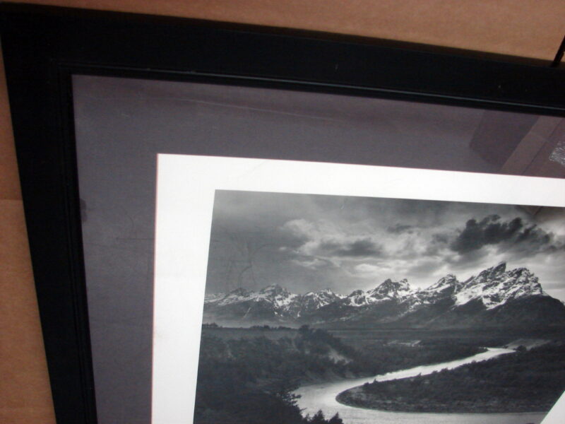 Ansel Adams Tetons Snake River AA Authorized Edition Stamped Framed Matted Black White Print, Moose-R-Us.Com Log Cabin Decor