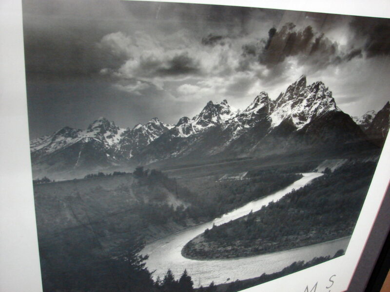 Ansel Adams Tetons Snake River AA Authorized Edition Stamped Framed Matted Black White Print, Moose-R-Us.Com Log Cabin Decor