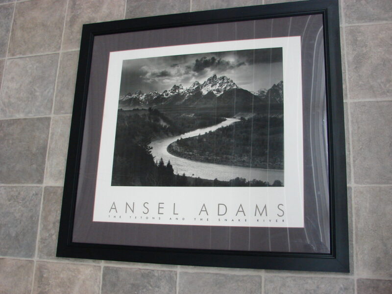 Ansel Adams Tetons Snake River AA Authorized Edition Stamped Framed Matted Black White Print, Moose-R-Us.Com Log Cabin Decor