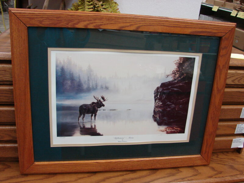 Marian Anderson Reflections Framed Matted Moose Signed Numbered Artwork, Moose-R-Us.Com Log Cabin Decor