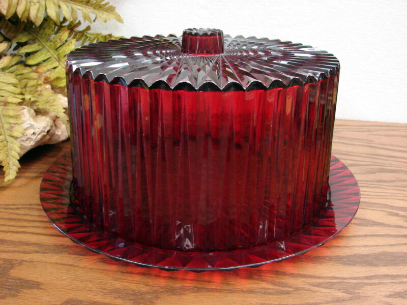 Unique Vintage Rare Red Lucite MCM Plastic Cake Cover Sunburst, Moose-R-Us.Com Log Cabin Decor