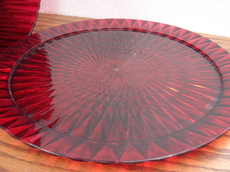 Unique Vintage Rare Red Lucite MCM Plastic Cake Cover Sunburst, Moose-R-Us.Com Log Cabin Decor