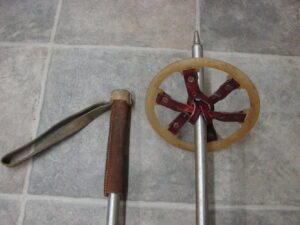 Vintage Ski Poles Red Saddle Leather Rubber Ring Ski Lodge Wall Hanging Decor