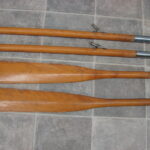 Vintage Wood Boat Oars Paddle Set Collapsible Two Piece Oar Locks