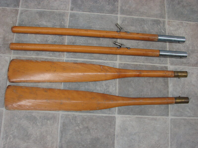 Vintage Wood Boat Oars Paddle Set Collapsible Two Piece Oar Locks, Moose-R-Us.Com Log Cabin Decor