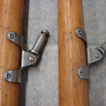 Vintage Wood Boat Oars Paddle Set Collapsible Two Piece Oar Locks - Image 3