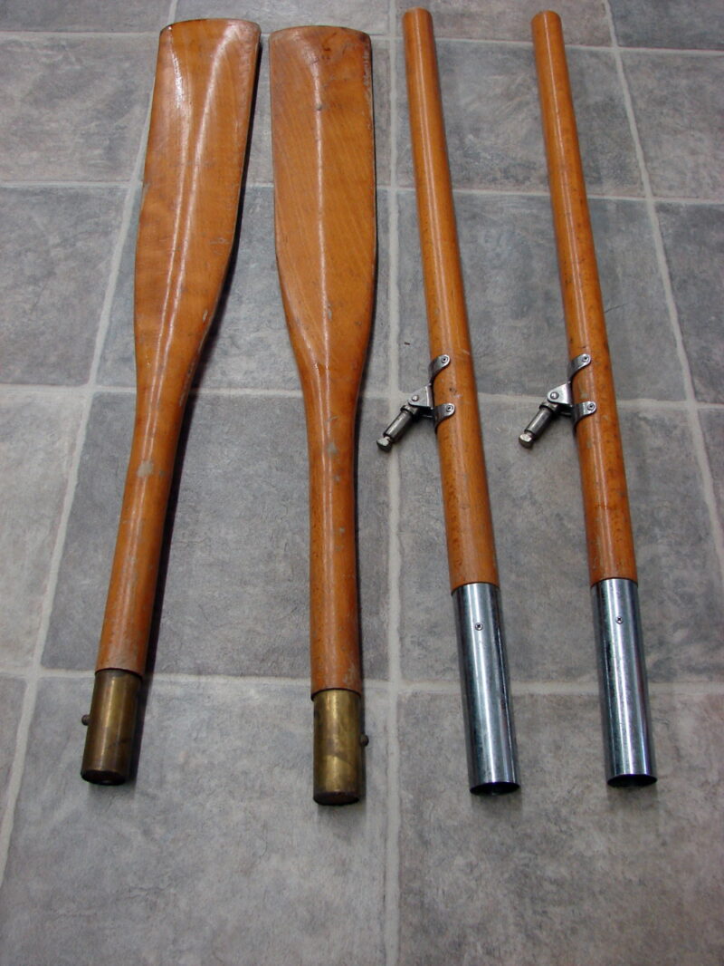 Vintage Wood Boat Oars Paddle Set Collapsible Two Piece Oar Locks, Moose-R-Us.Com Log Cabin Decor