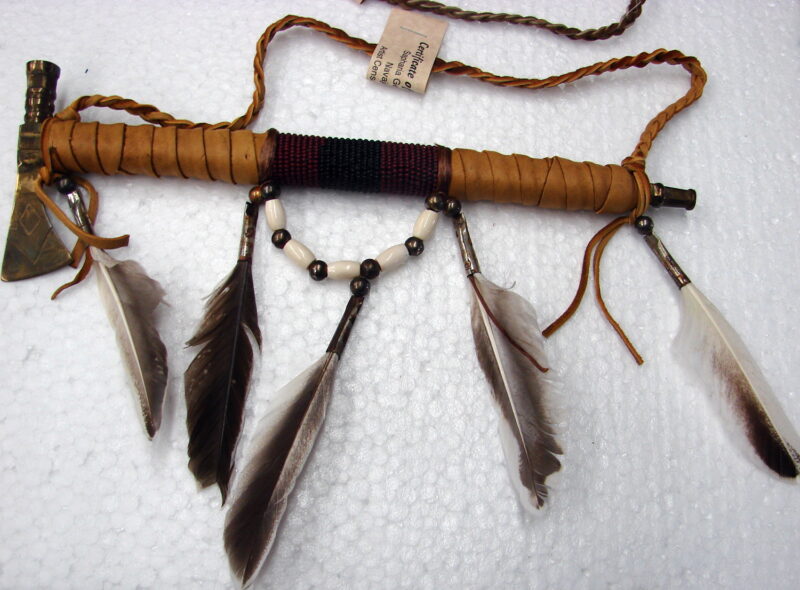 Authentic Native American Indian Navajo Brass Hatchet Peace Pipe, Moose-R-Us.Com Log Cabin Decor