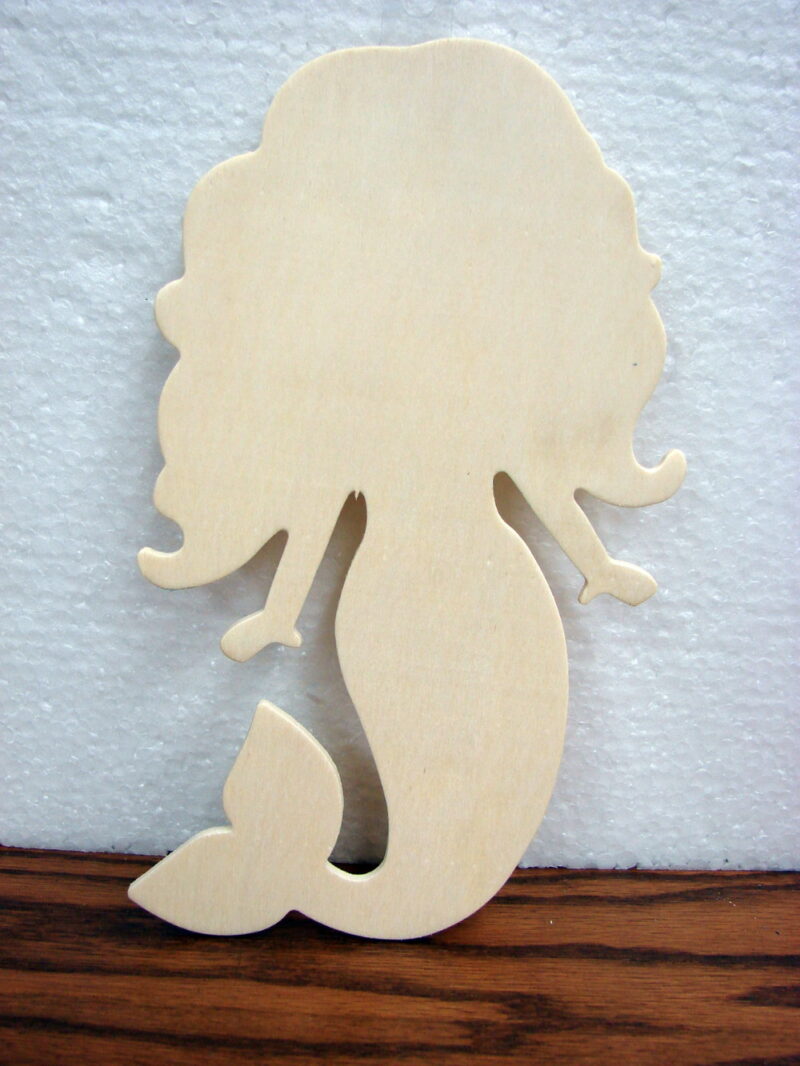 Wood Mermaid Shape Large Nautical Craft Beach Ocean Coastal Theme, Moose-R-Us.Com Log Cabin Decor