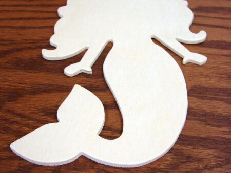 Wood Mermaid Shape Large Nautical Craft Beach Ocean Coastal Theme