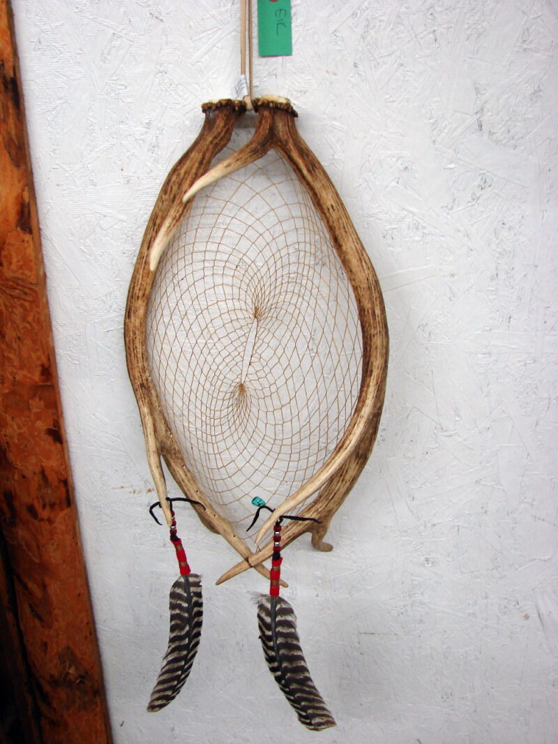 Authentic Native American Indian Spirit Dream Catcher Deer Antler Turkey Feather Point, Moose-R-Us.Com Log Cabin Decor